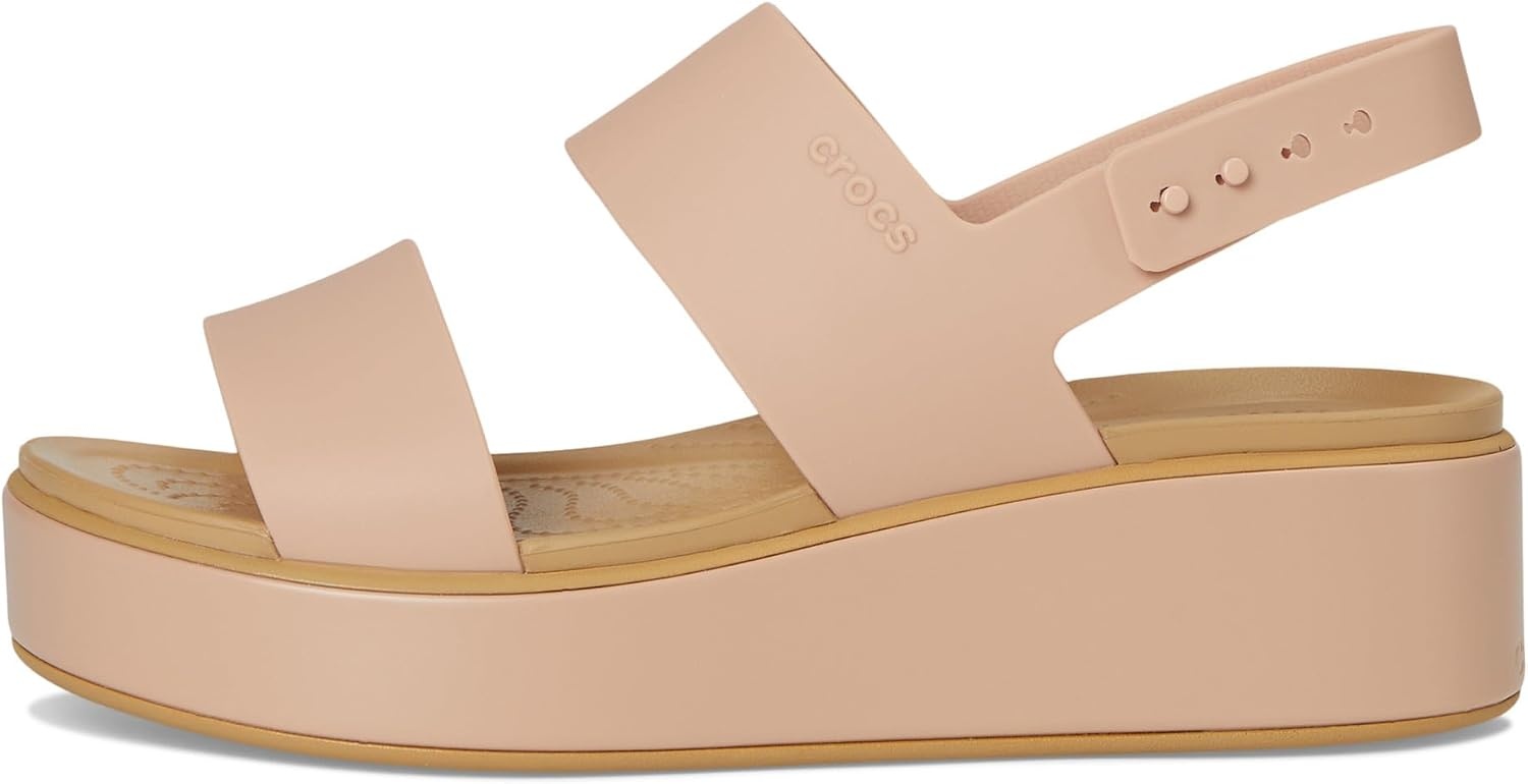 image:imageCrocs Womens Brooklyn Low Wedge SandalsPink CaramelTan