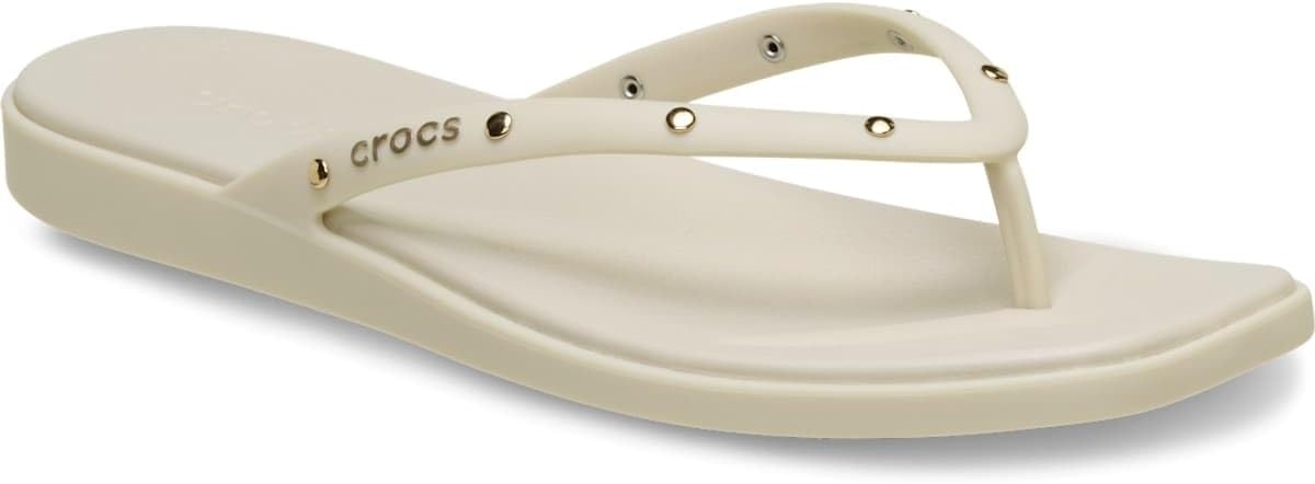 image:imageCrocs Womens Miami Flip Flops Square Toe Flat 360 Degree Comfort Croslite Foam FootbedAlmond Tint