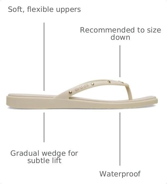 image:imageCrocs Womens Miami Flip Flops Square Toe Flat 360 Degree Comfort Croslite Foam FootbedAlmond Tint