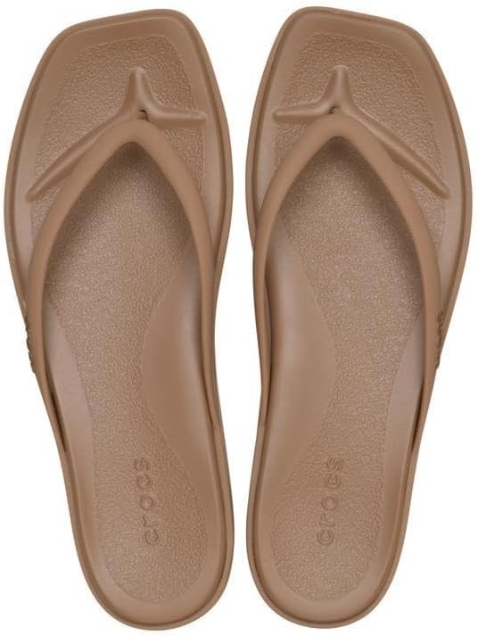 image:imageCrocs Womens Miami Flip Flops Square Toe Flat 360 Degree Comfort Croslite Foam FootbedMilk Chocolate