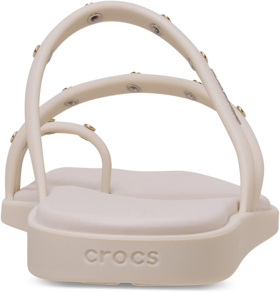 image:imageCrocs Womens Miami Toe Loop Sandals Square Toe Flat Flexible Straps Croslite Foam FootbedAlmond Tint