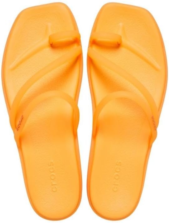 image:imageCrocs Womens Miami Toe Loop Sandals Square Toe Flat Flexible Straps Croslite Foam FootbedOrangesicle