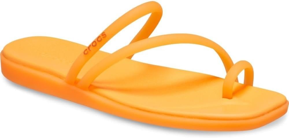 image:imageCrocs Womens Miami Toe Loop Sandals Square Toe Flat Flexible Straps Croslite Foam FootbedOrangesicle