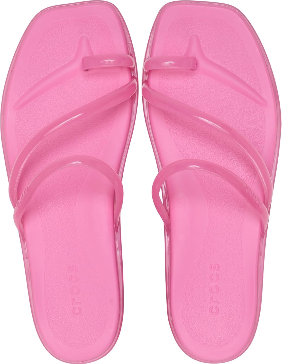 image:imageCrocs Womens Miami Toe Loop Sandals Square Toe Flat Flexible Straps Croslite Foam FootbedPink Lemonade Jelly