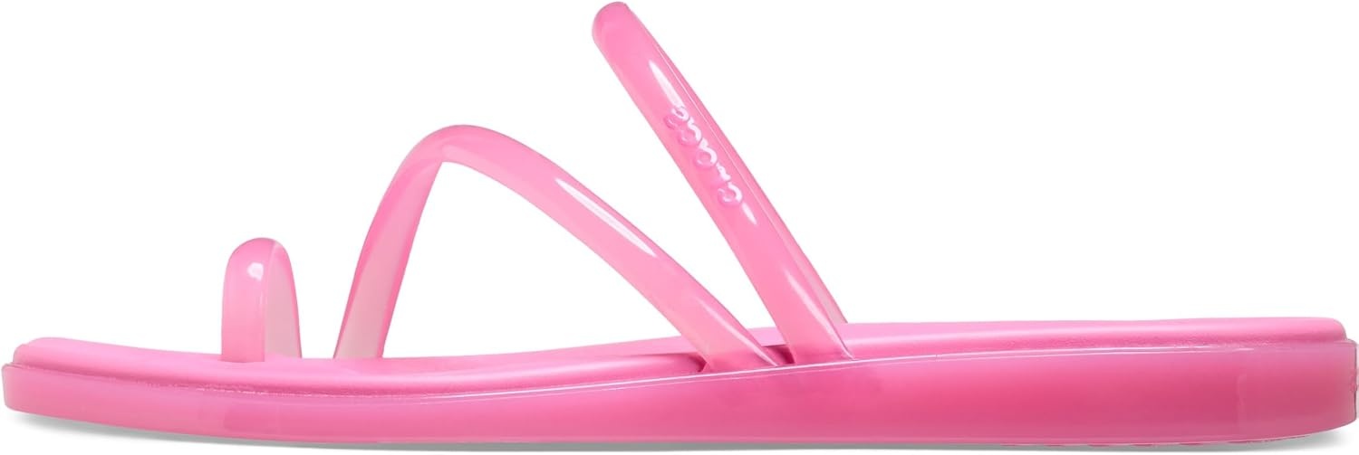 image:imageCrocs Womens Miami Toe Loop Sandals Square Toe Flat Flexible Straps Croslite Foam FootbedPink Lemonade Jelly