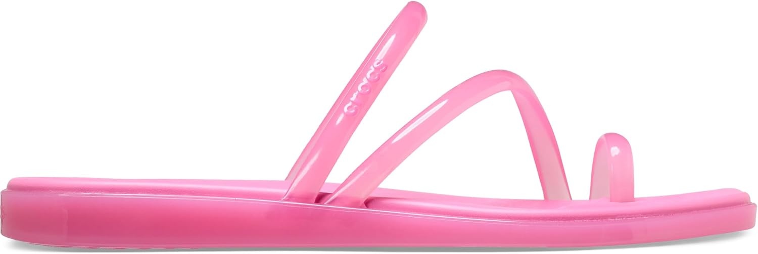 image:imageCrocs Womens Miami Toe Loop Sandals Square Toe Flat Flexible Straps Croslite Foam FootbedPink Lemonade Jelly