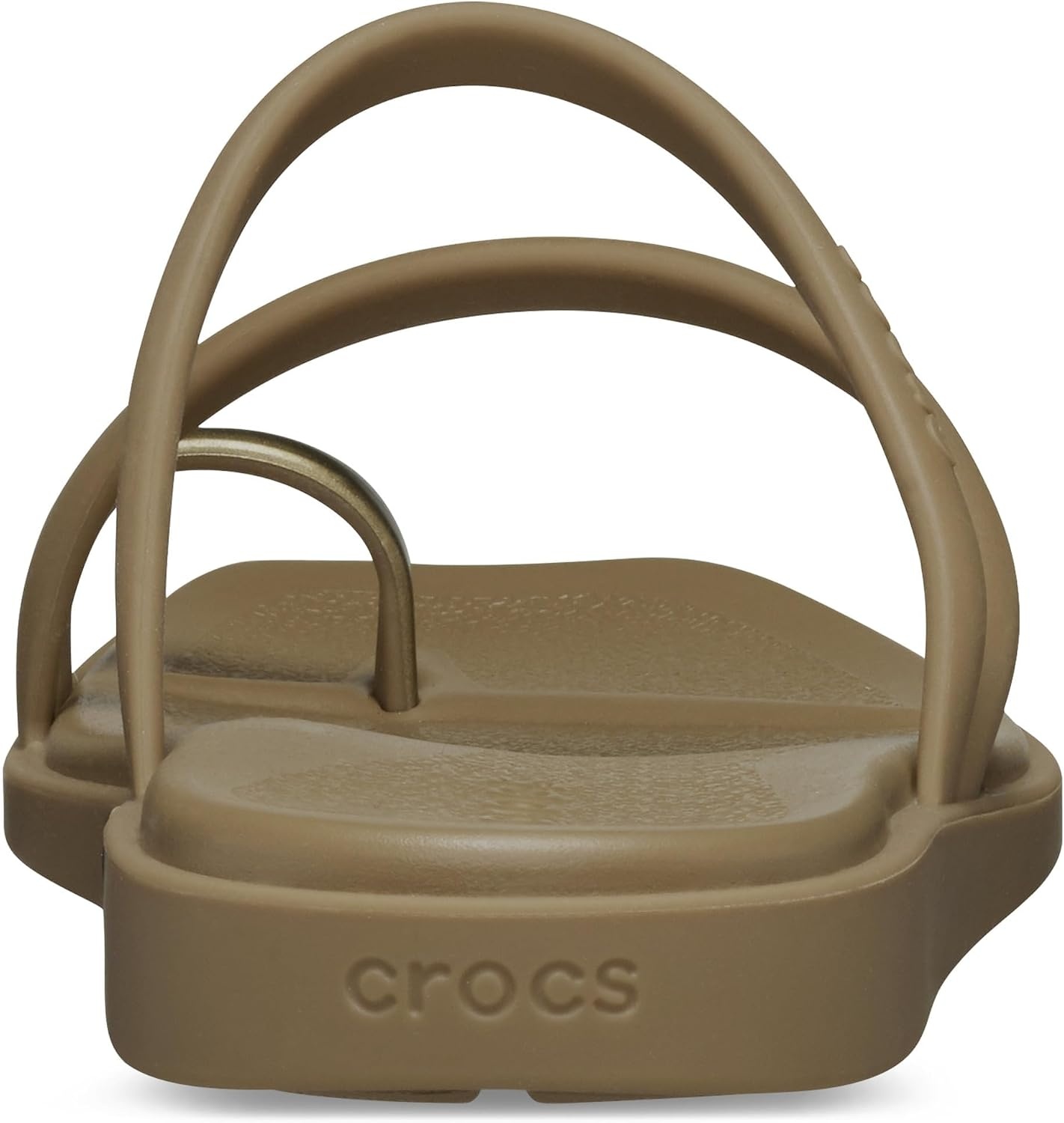 image:imageCrocs Womens Miami Toe Loop Sandals Square Toe Flat Flexible Straps Croslite Foam FootbedSepia Metallic