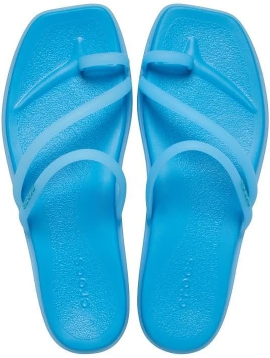 image:imageCrocs Womens Miami Toe Loop Sandals Square Toe Flat Flexible Straps Croslite Foam FootbedTinted Glass