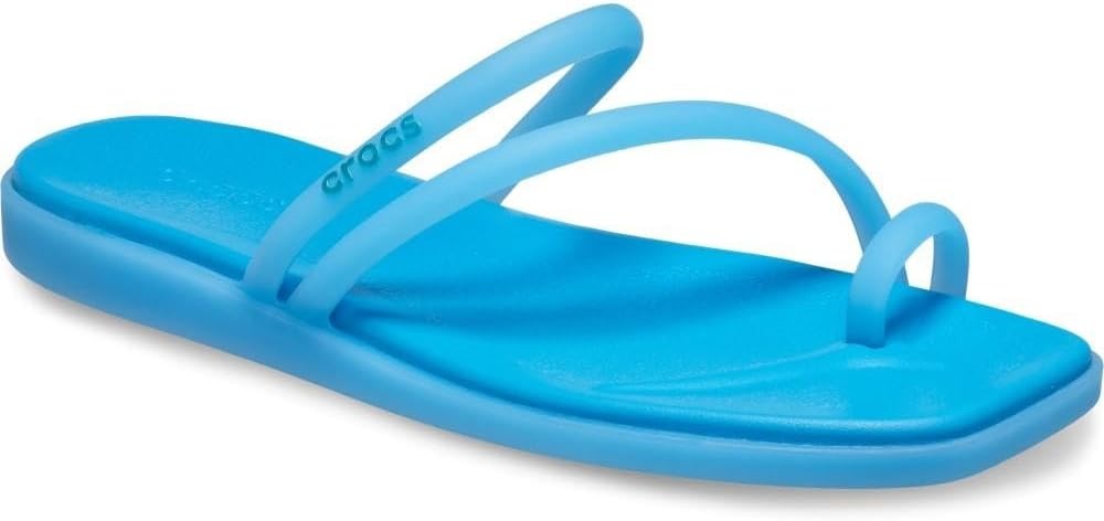 image:imageCrocs Womens Miami Toe Loop Sandals Square Toe Flat Flexible Straps Croslite Foam FootbedTinted Glass