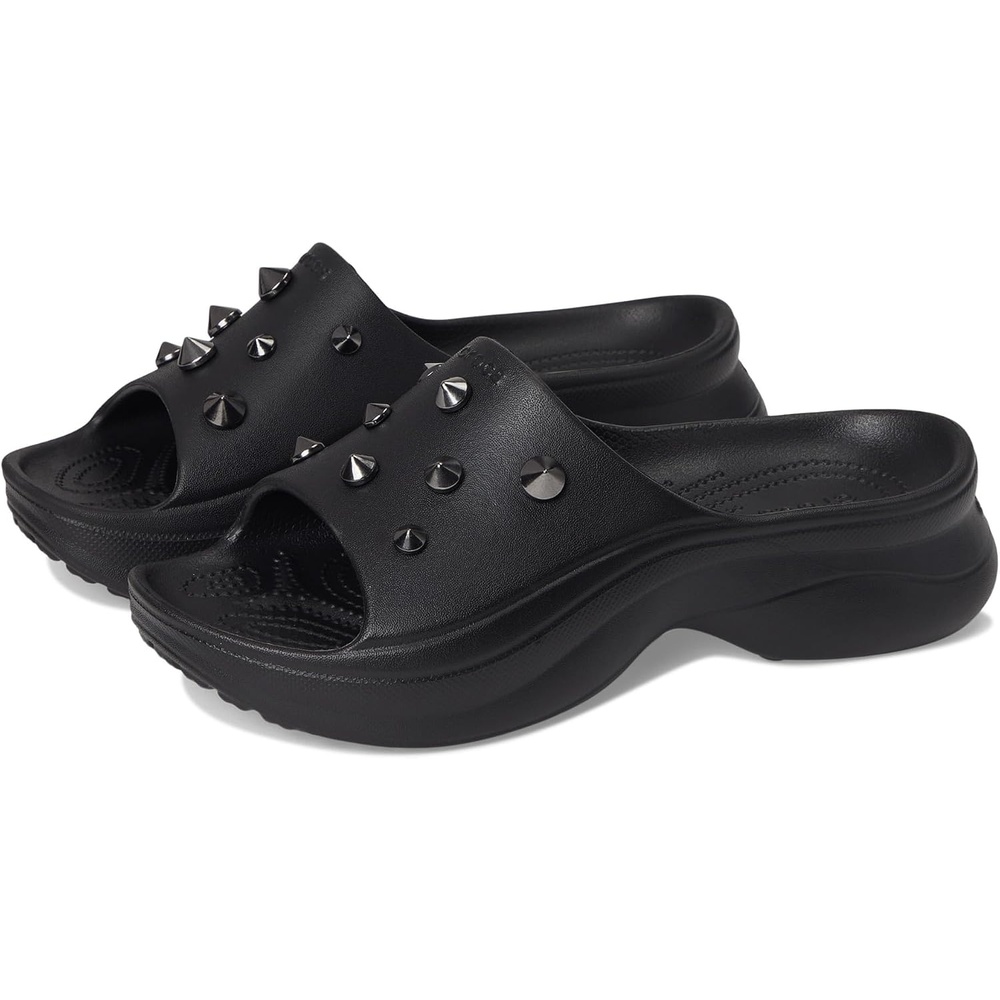 image:imageCrocs Womens Bae Slide Platform SandalsBlack Studded