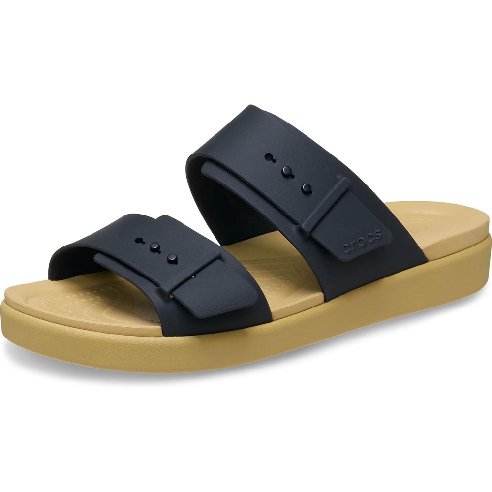 image:imageCrocs Womens Brooklyn Buckle Low SandalsBlackTan