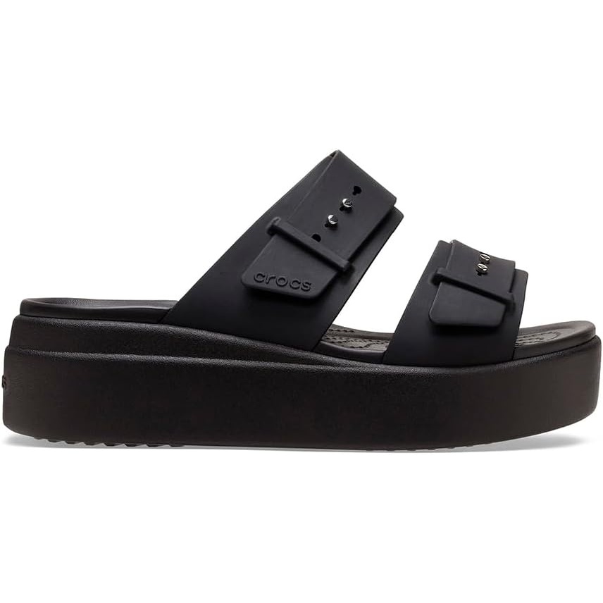 image:imageCrocs Womens Brooklyn Buckle Low WedgesBlack