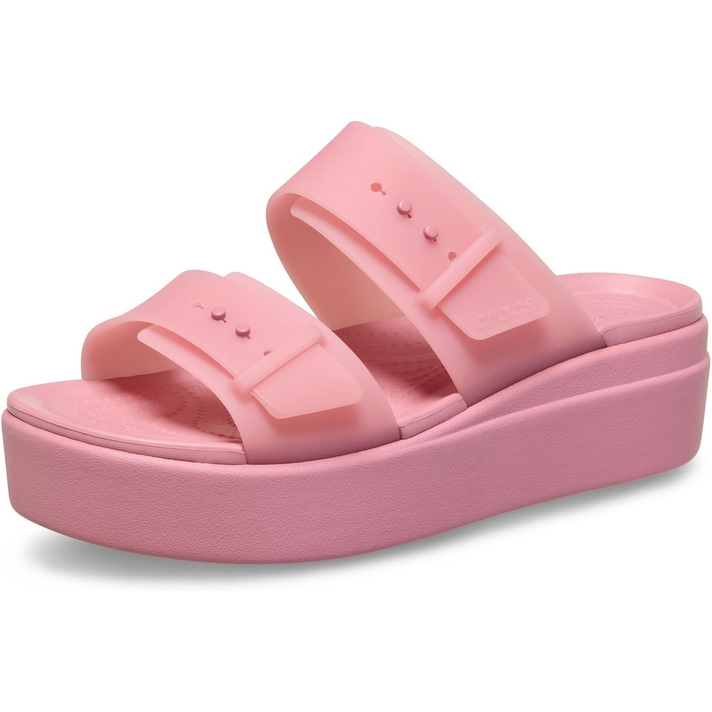 image:imageCrocs Womens Brooklyn Buckle Low WedgesRosette