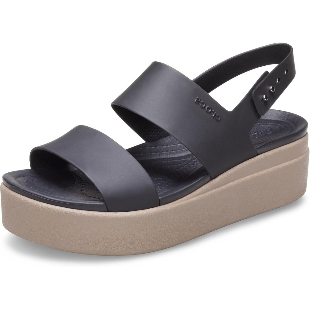 image:imageCrocs Womens Brooklyn Low Wedge SandalsBlackMushroom