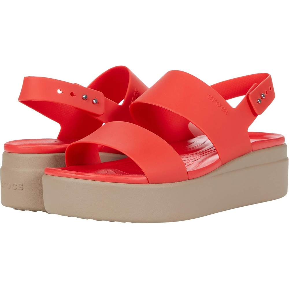 image:imageCrocs Womens Brooklyn Low Wedge SandalsFlameMushroom