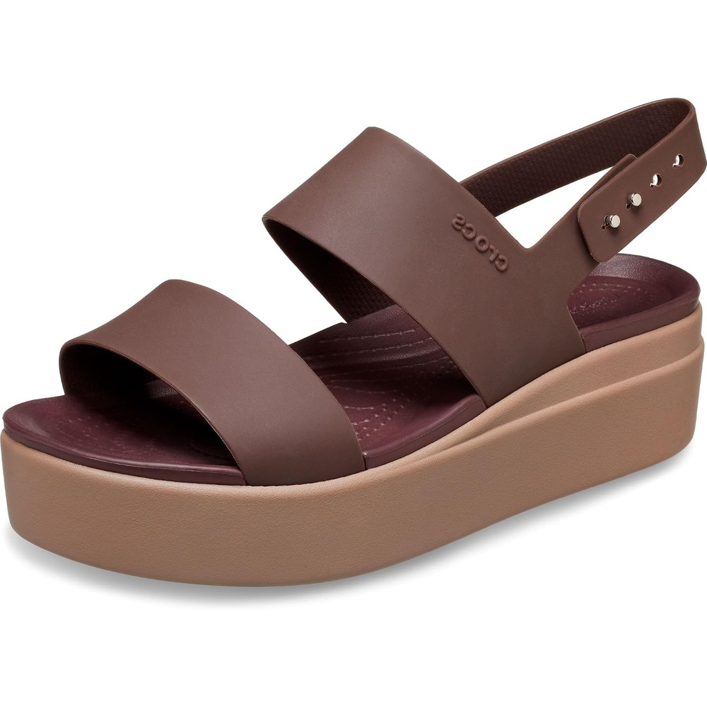 image:imageCrocs Womens Brooklyn Low Wedge SandalsMochaMushroom
