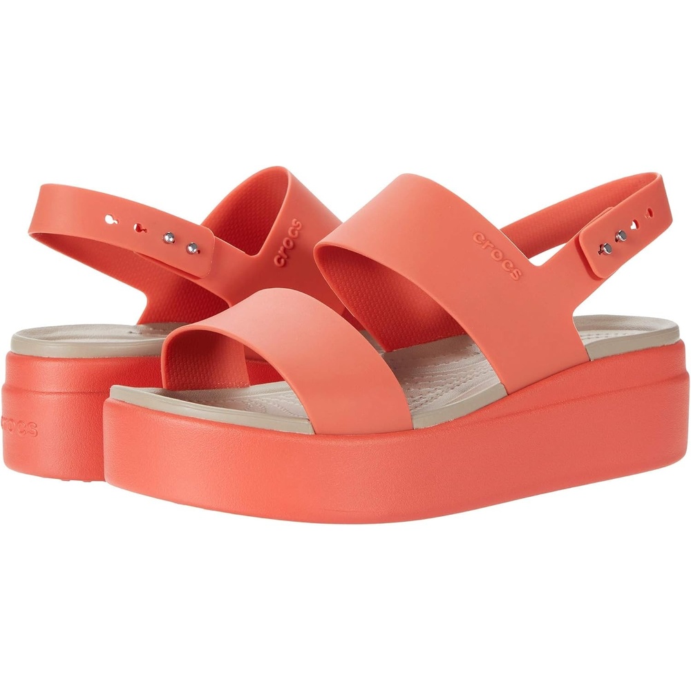 image:imageCrocs Womens Brooklyn Low Wedge SandalsSpicy OrangeSpicy Orange