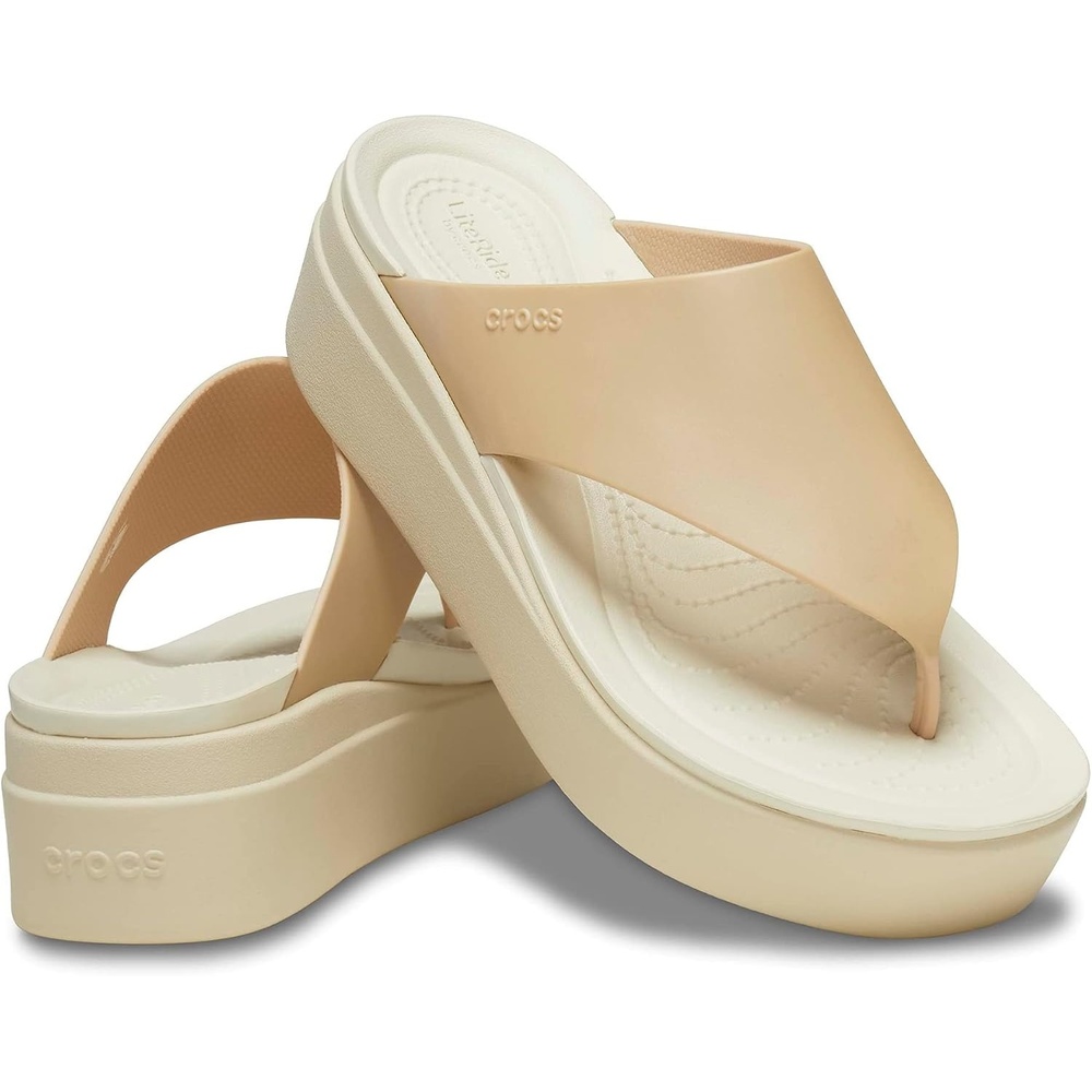 image:imageCrocs Womens Brooklyn Platform Flip FlopsChampagneBone