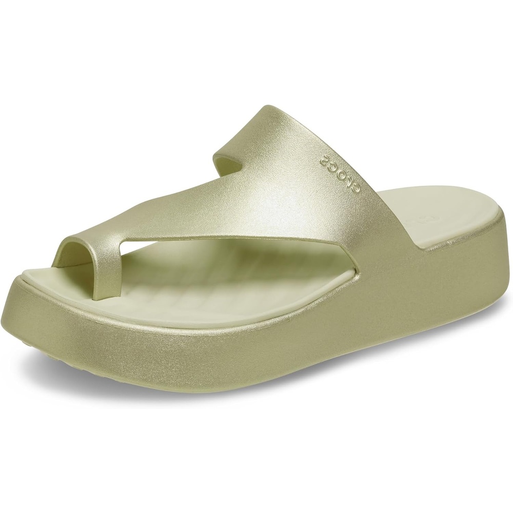 image:imageCrocs Womens Getaway Toe Loop Platform SandalsChampagne Metallic