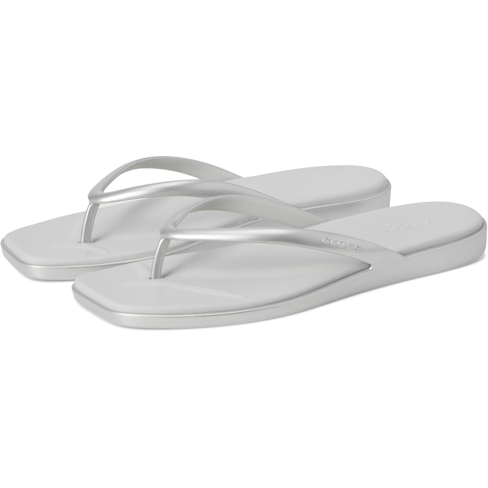 image:imageCrocs Womens Miami Flip Flops Square Toe Flat 360 Degree Comfort Croslite Foam FootbedSilver