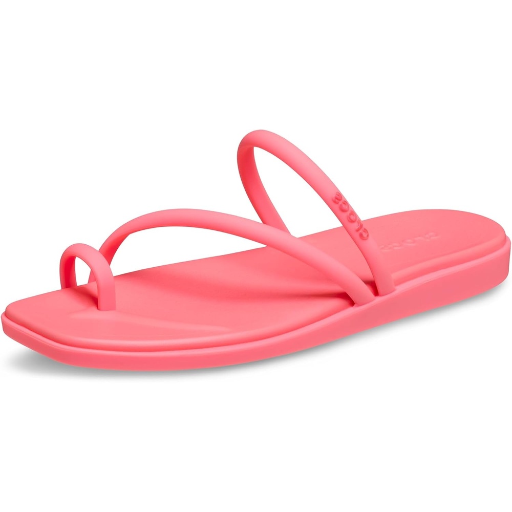 image:imageCrocs Womens Miami Toe Loop Sandals  Square Toe Flat  Flexible Straps  Croslite Foam FootbedGuava