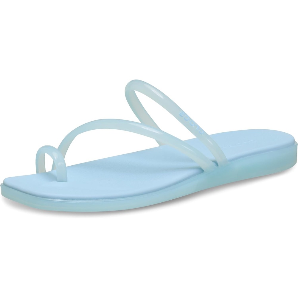 image:imageCrocs Womens Miami Toe Loop Sandals  Square Toe Flat  Flexible Straps  Croslite Foam FootbedSky Blue Jelly
