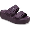 Crocs Women’s Brooklyn Buckle Low Wedges(Plush Plum)