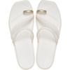 Crocs Women’s Miami Toe Loop Sandals | Square Toe Flat | Flexible Straps | Croslite Foam Footbed(Metallic Chalk)