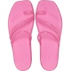 Crocs Women’s Miami Toe Loop Sandals | Square Toe Flat | Flexible Straps | Croslite Foam Footbed(Pink Lemonade Jelly)
