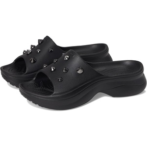 Crocs Women’s Bae Slide Platform Sandals(Black Studded)