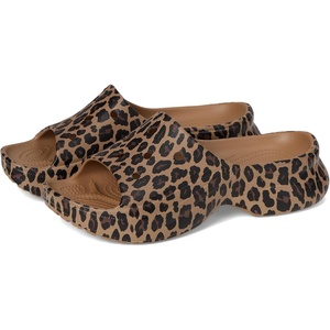 Crocs Women’s Bae Slide Platform Sandals(Sepia/Leopard)