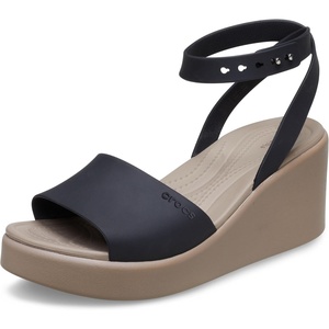 Crocs Women’s Brooklyn Ankle Strap Wedges(Black/Mushroom)