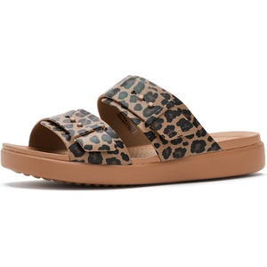 Crocs Women’s Brooklyn Buckle Low Sandals(Sepia/Leopard)