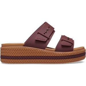 Crocs Women’s Brooklyn Buckle Low Wedges(Dark Clay)