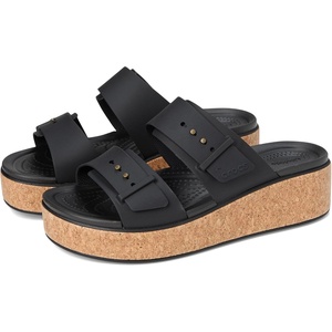 Crocs Women’s Brooklyn Cork Buckle Sandals(Black)