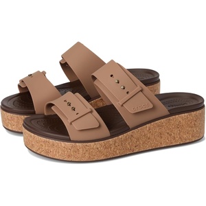 Crocs Women’s Brooklyn Cork Buckle Sandals(Milk Chocolate)