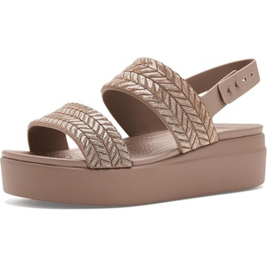 Crocs Women’s Brooklyn Low Wedge Sandals(Latte Sparkle)