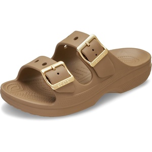 Crocs Women’s Classic Saturday Sandals(Sepia/Metallic Buckle)