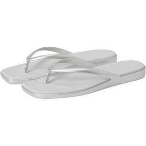 Crocs Women’s Miami Flip Flops | Square Toe Flat | 360 Degree Comfort | Croslite Foam Footbed(Silver)