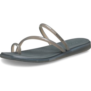 Crocs Women’s Miami Toe Loop Sandals | Square Toe Flat | Flexible Straps | Croslite Foam Footbed(Carbon Jelly)