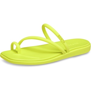Crocs Women’s Miami Toe Loop Sandals | Square Toe Flat | Flexible Straps | Croslite Foam Footbed(Citrus)