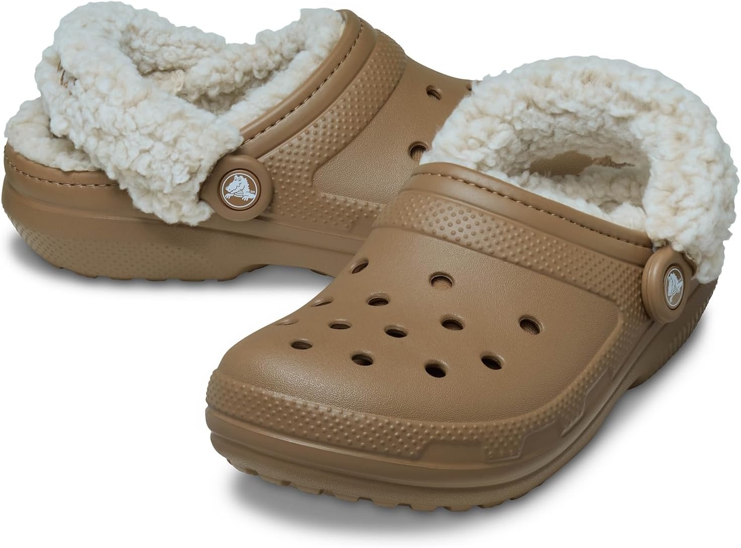image:imageCrocs UnisexAdult Classic Fleece Lined Clogs Fuzzy Slippers for Women and MenSepia