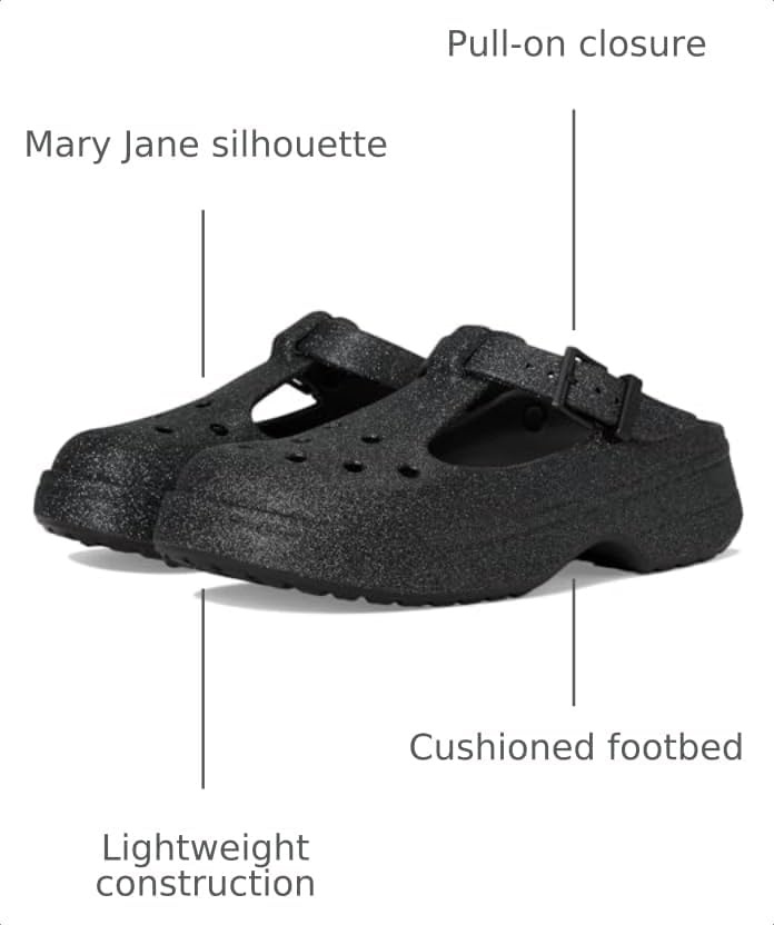 image:imageCrocs Womens Classic Mary Jane ClogsBlack Glitter