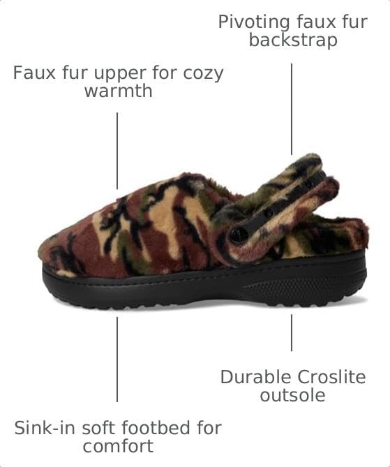 image:imageCrocs UnisexAdult Classic Unfurgettable Lined Clogs Fuzzy SlippersArmy GreenMulti