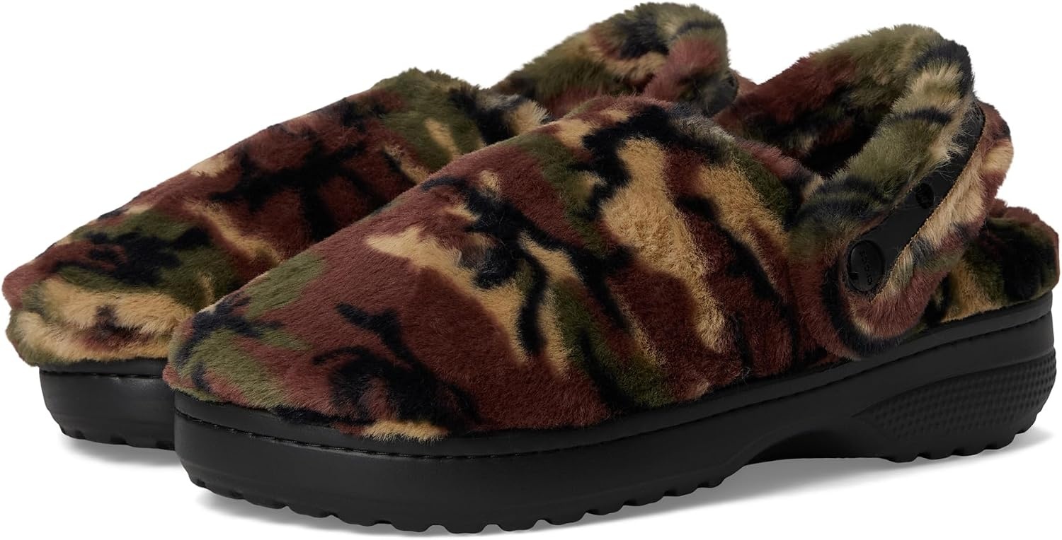 image:imageCrocs UnisexAdult Classic Unfurgettable Lined Clogs Fuzzy SlippersArmy GreenMulti
