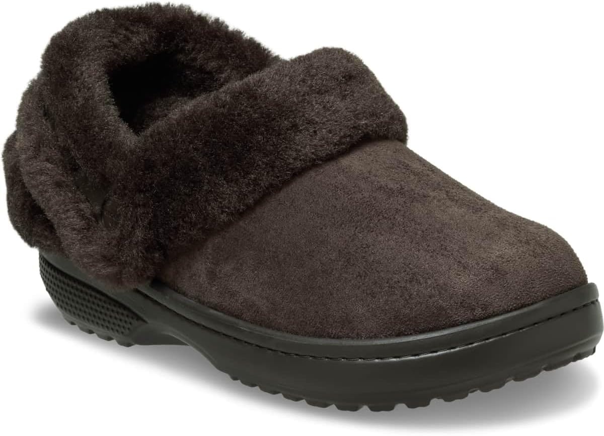 image:imageCrocs UnisexAdult Classic Unfurgettable Lined Clogs Fuzzy SlippersEspresso Vegan Suede