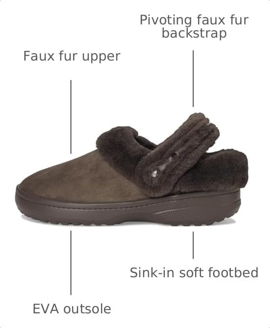image:imageCrocs UnisexAdult Classic Unfurgettable Lined Clogs Fuzzy SlippersEspresso Vegan Suede