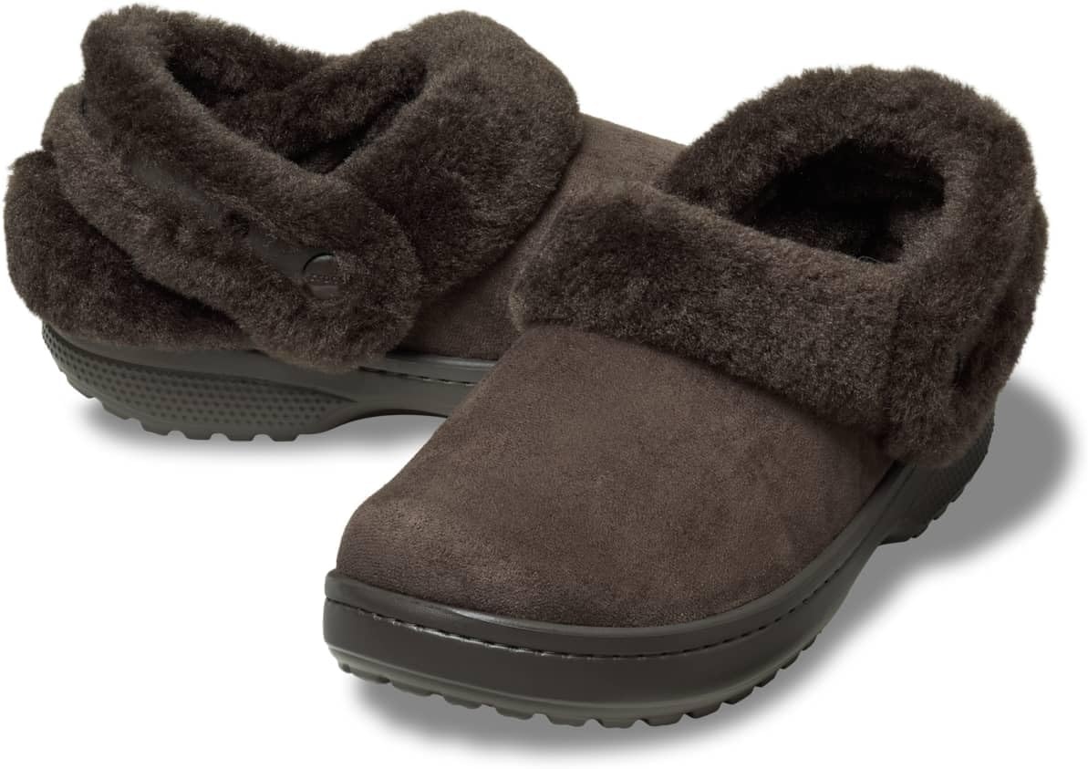 image:imageCrocs UnisexAdult Classic Unfurgettable Lined Clogs Fuzzy SlippersEspresso Vegan Suede