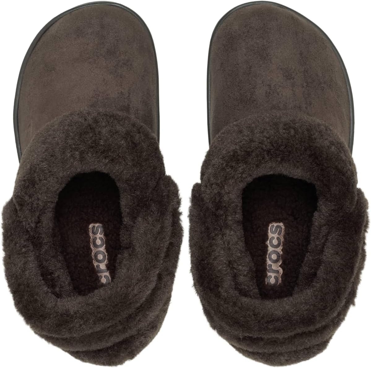 image:imageCrocs UnisexAdult Classic Unfurgettable Lined Clogs Fuzzy SlippersEspresso Vegan Suede