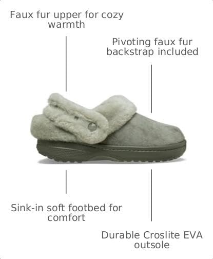 image:imageCrocs UnisexAdult Classic Unfurgettable Lined Clogs Fuzzy SlippersGalactic Grey Suede